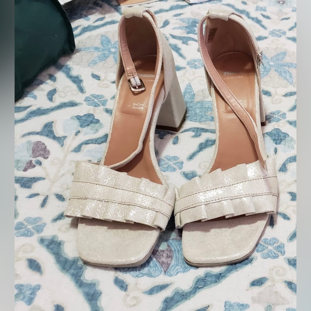Sparkly white platform heels